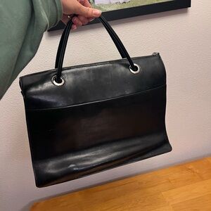 Franklin Covey Genuine Leather Black Tote Bag